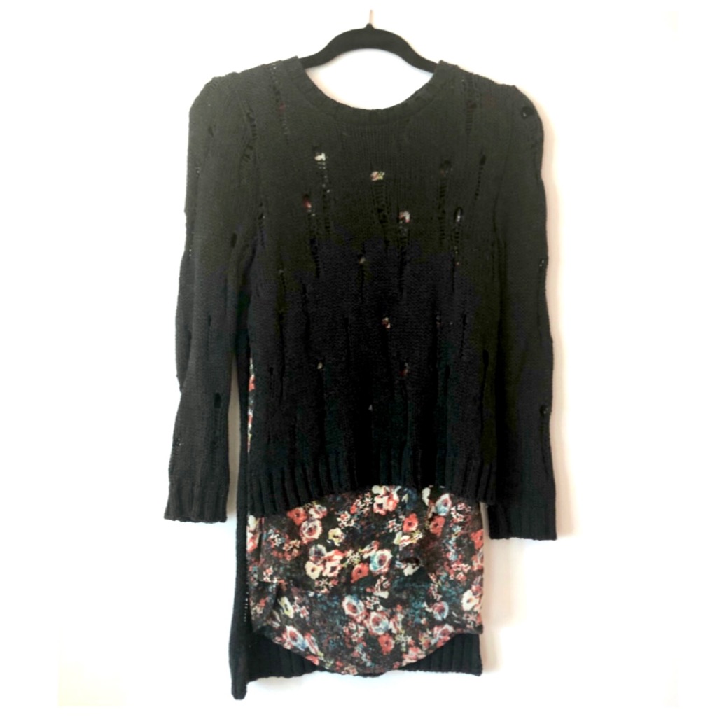 Nwotspecial Edition Zara Sweater W/ Attached Floral Shirt
